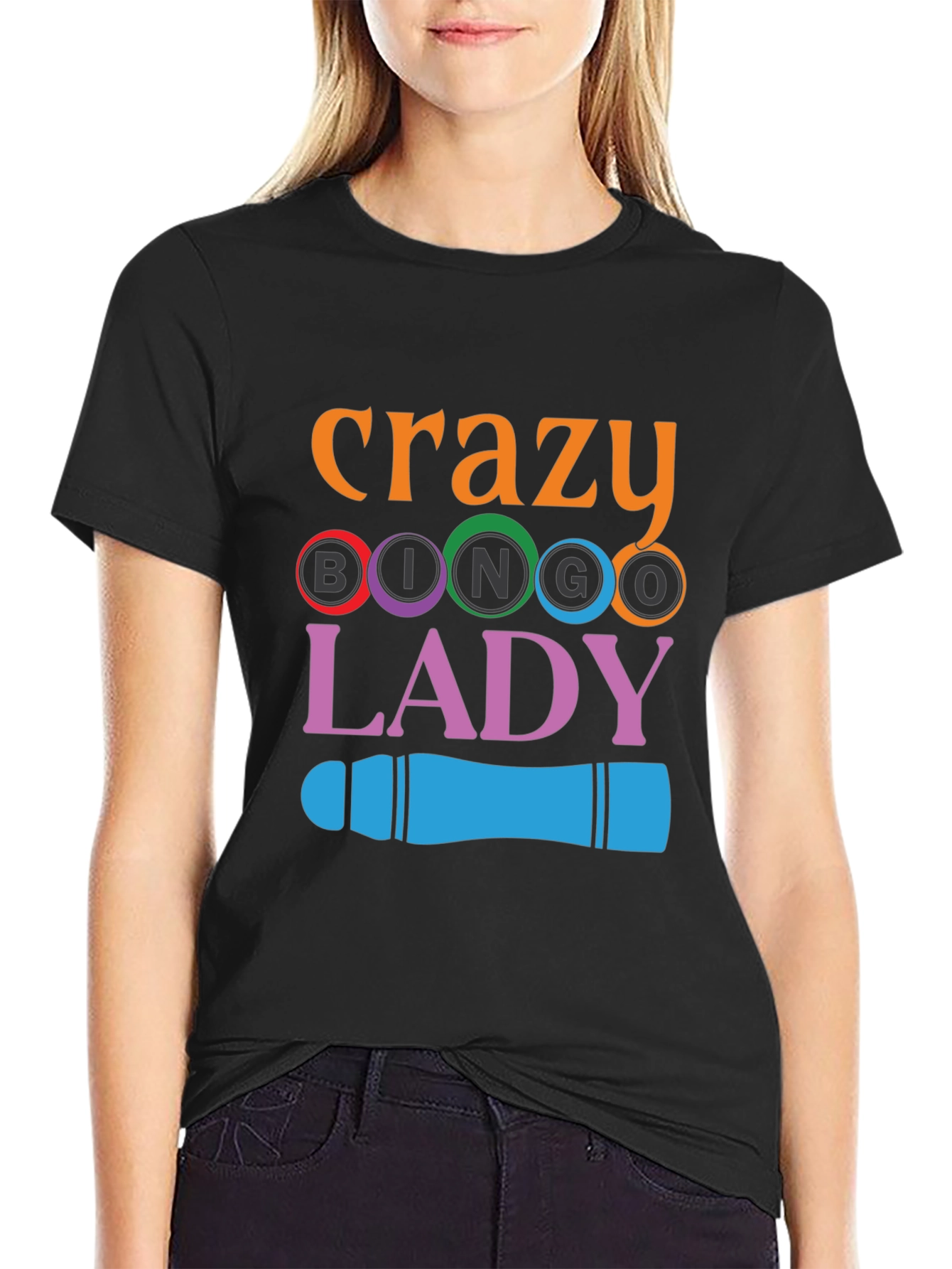 Crazy Bingo Lady Graphic T-Shirt