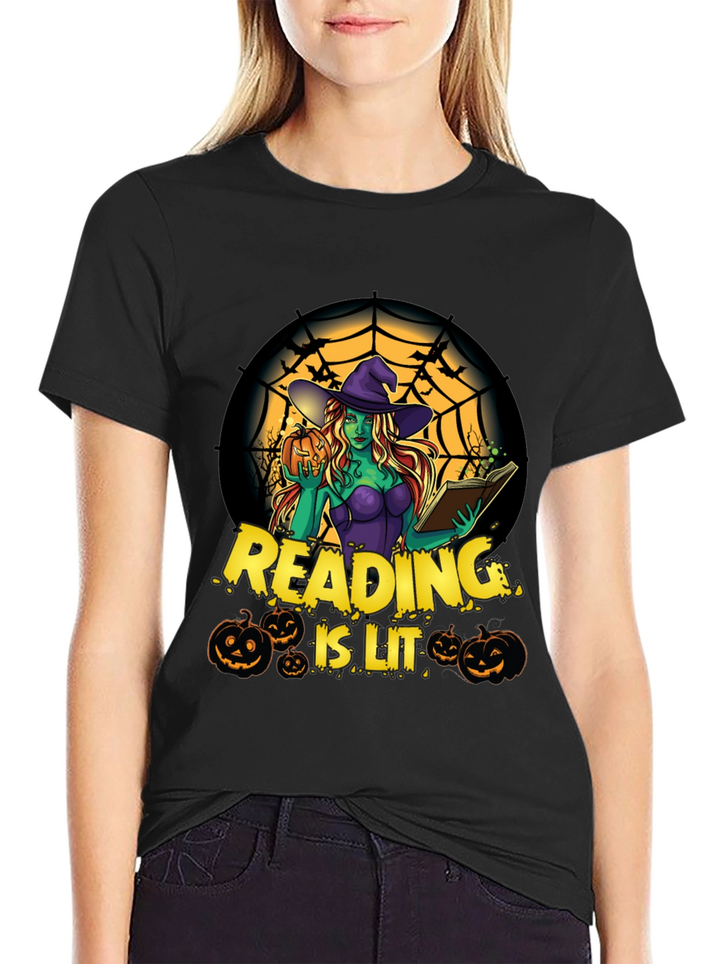 Reading is Lit Halloween Witch T-Shirt