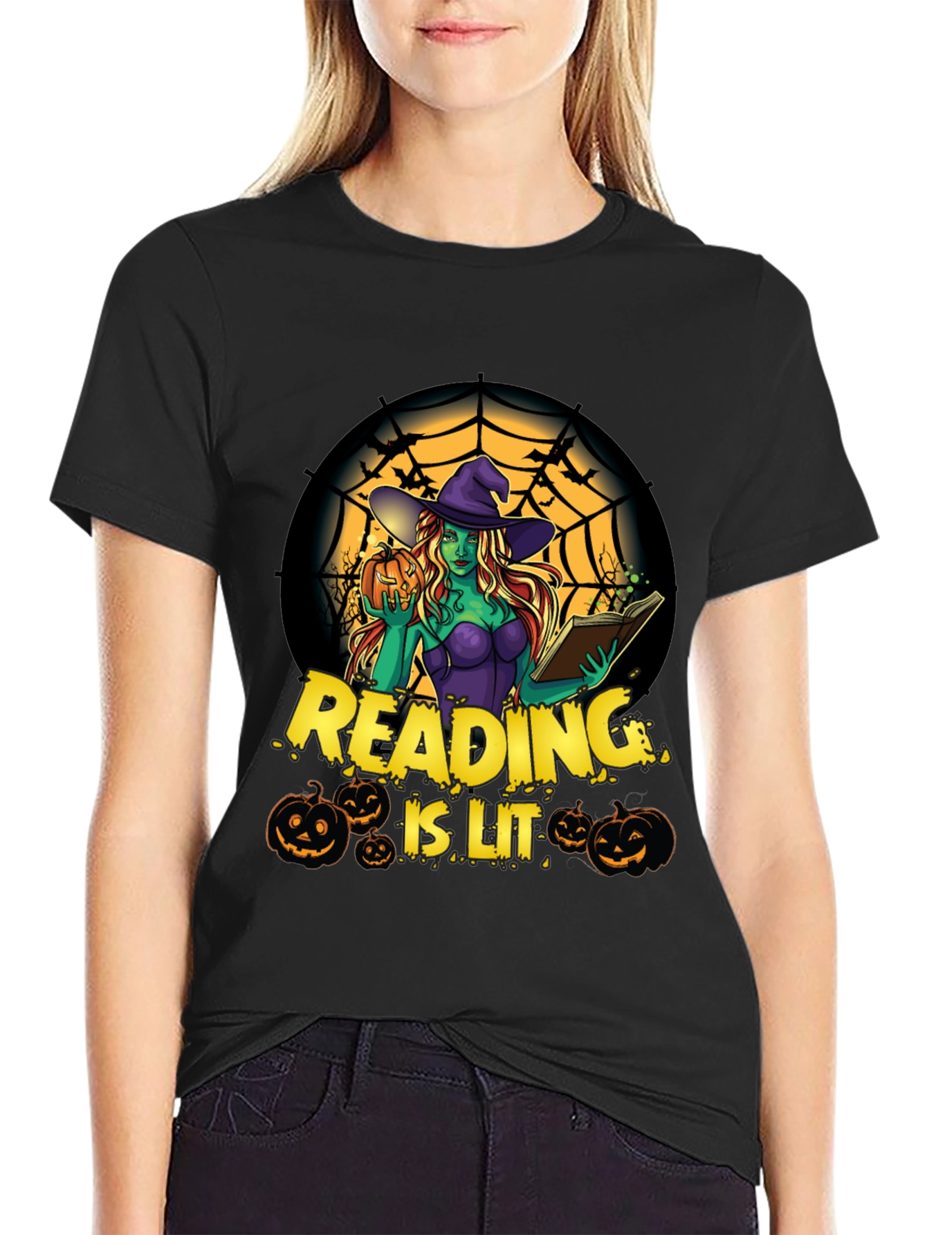 Reading is Lit Halloween Witch T-Shirt