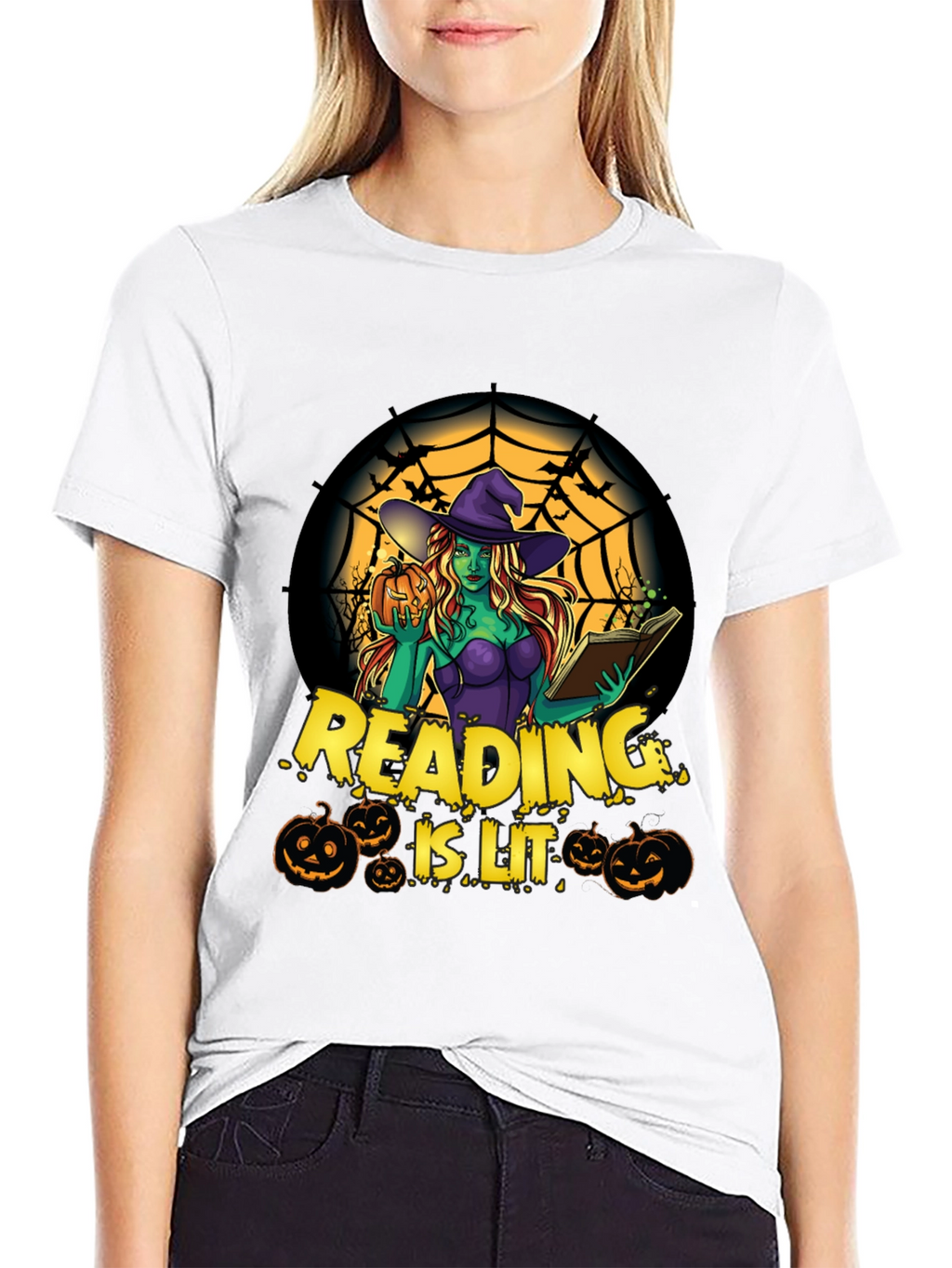 Reading is Lit Halloween Witch T-Shirt