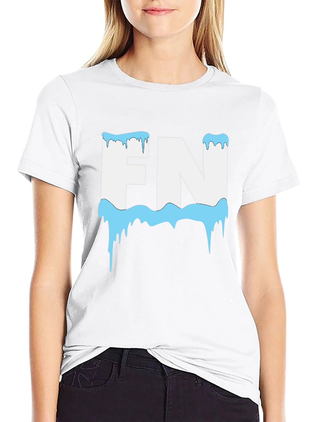 FN Icy Letter Graphic Black T-Shirt