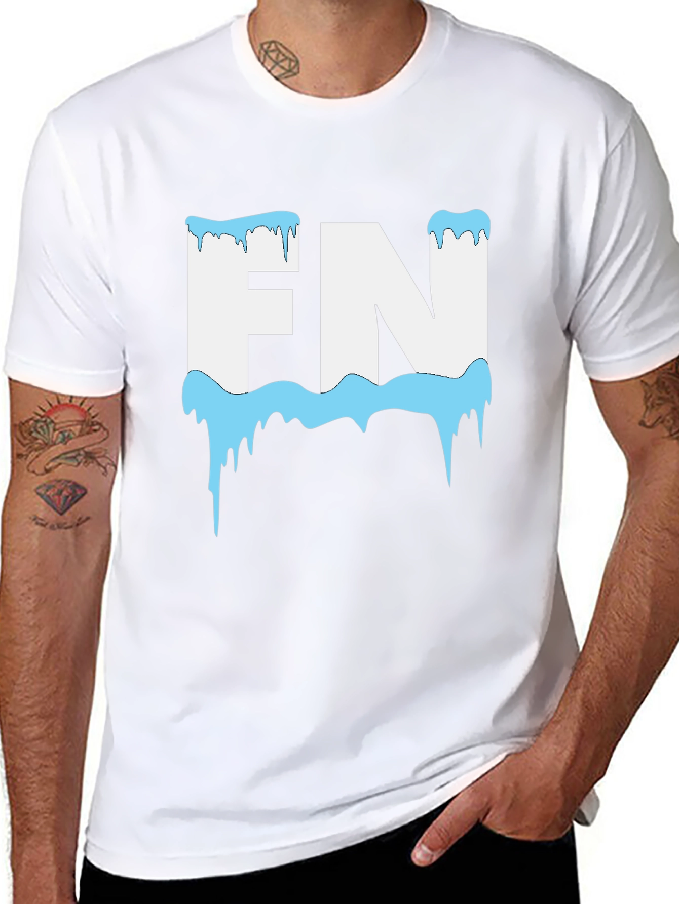 FN Icy Letter Graphic Black T-Shirt