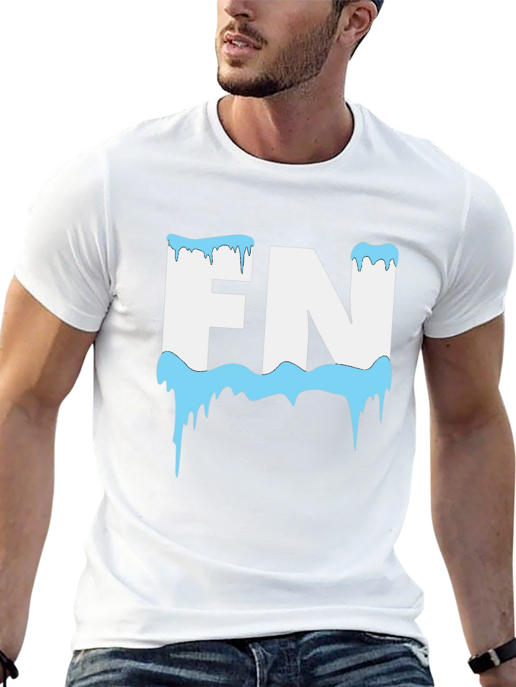 FN Icy Letter Graphic Black T-Shirt