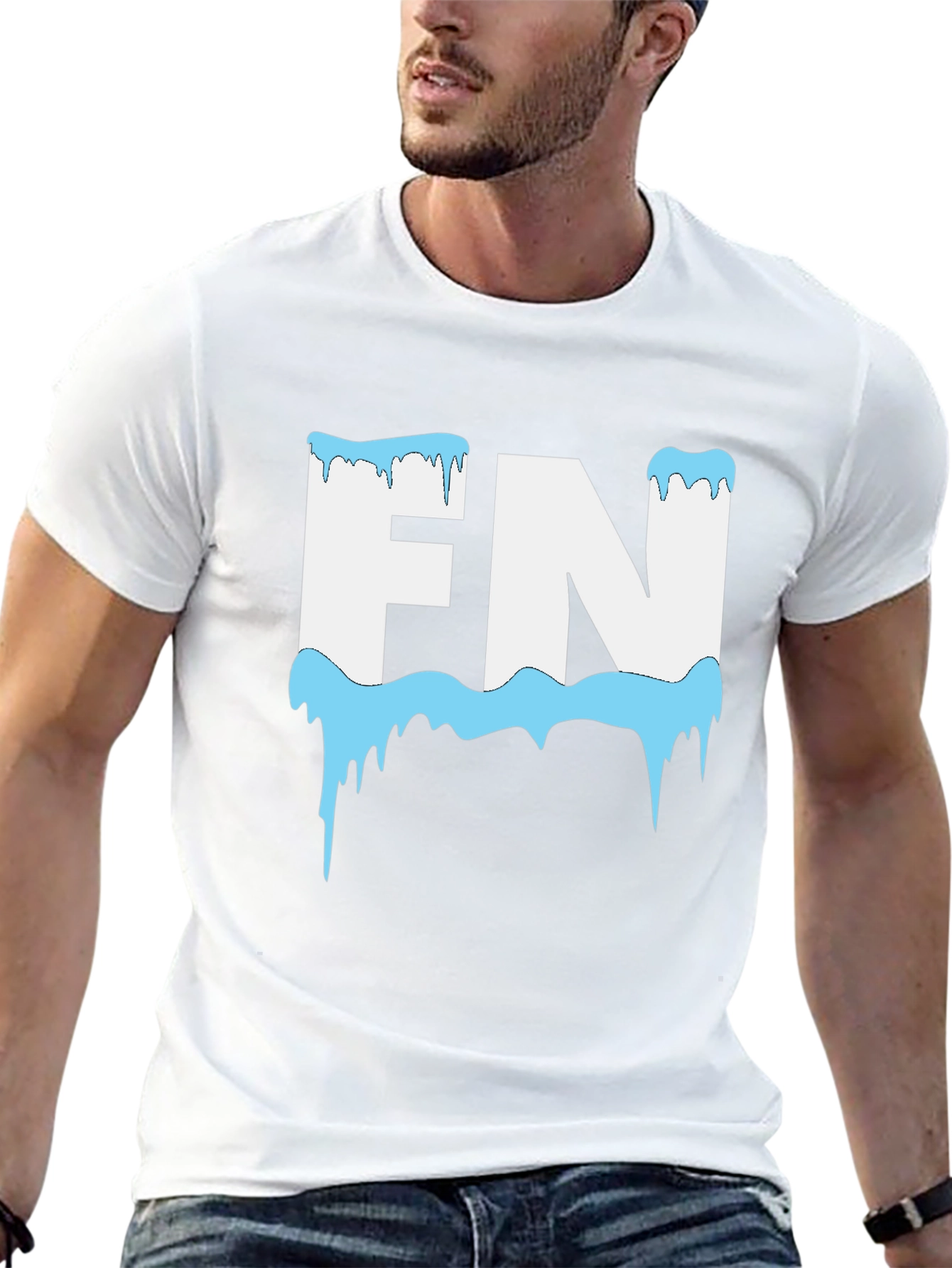 FN Icy Letter Graphic Black T-Shirt