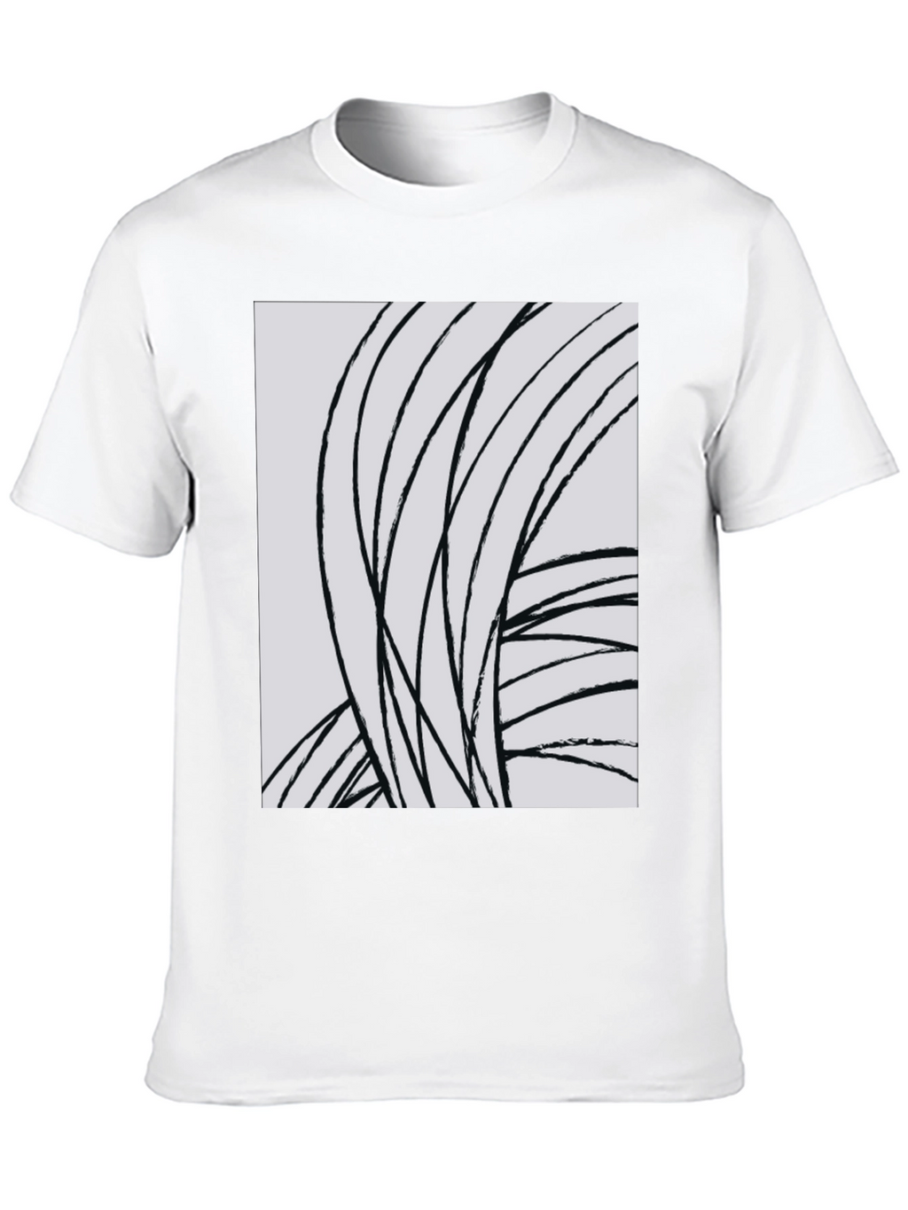Abstract Lines Graphic Tee - Black Cotton Casual Top