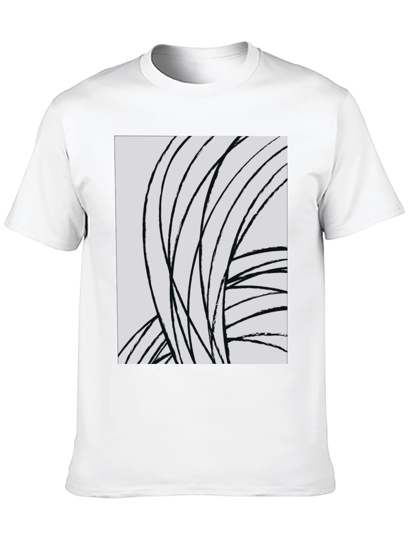 Abstract Lines Graphic Tee - Black Cotton Casual Top