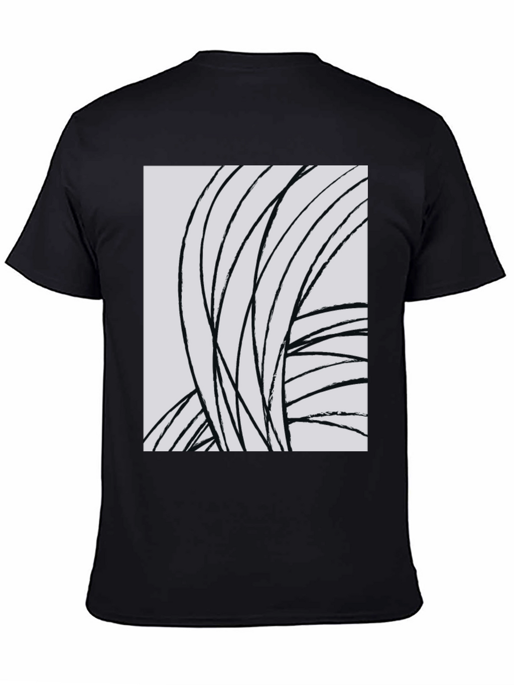 Abstract Lines Graphic Tee - Black Cotton Casual Top