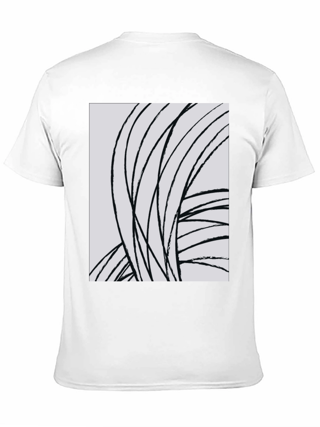 Abstract Lines Graphic Tee - Black Cotton Casual Top
