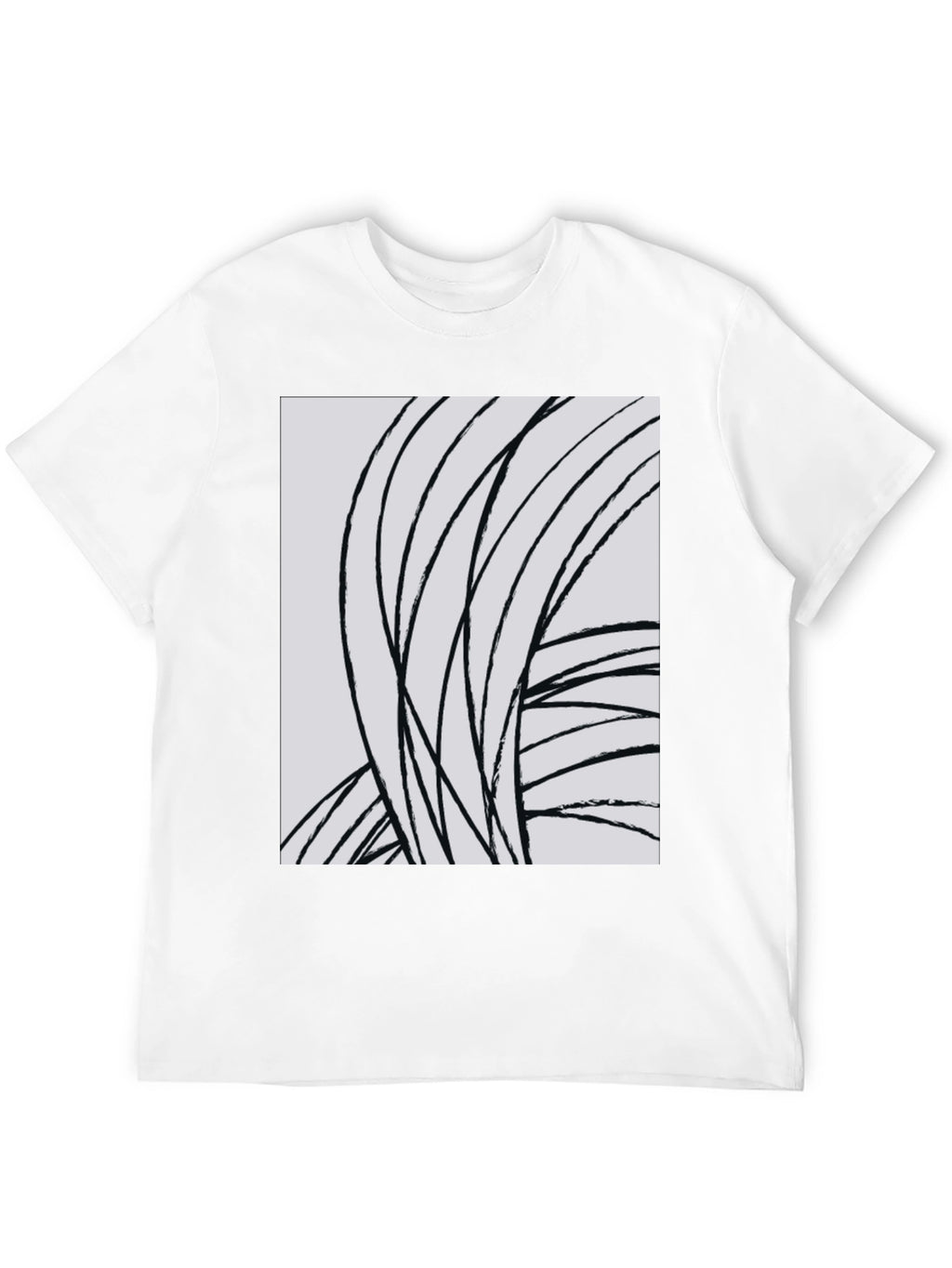 Abstract Lines Graphic Tee - Black Cotton Casual Top