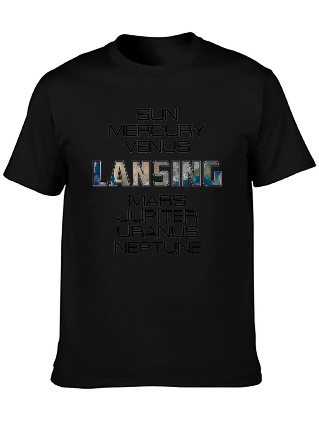 Lansing Planets Graphic Black T-Shirt