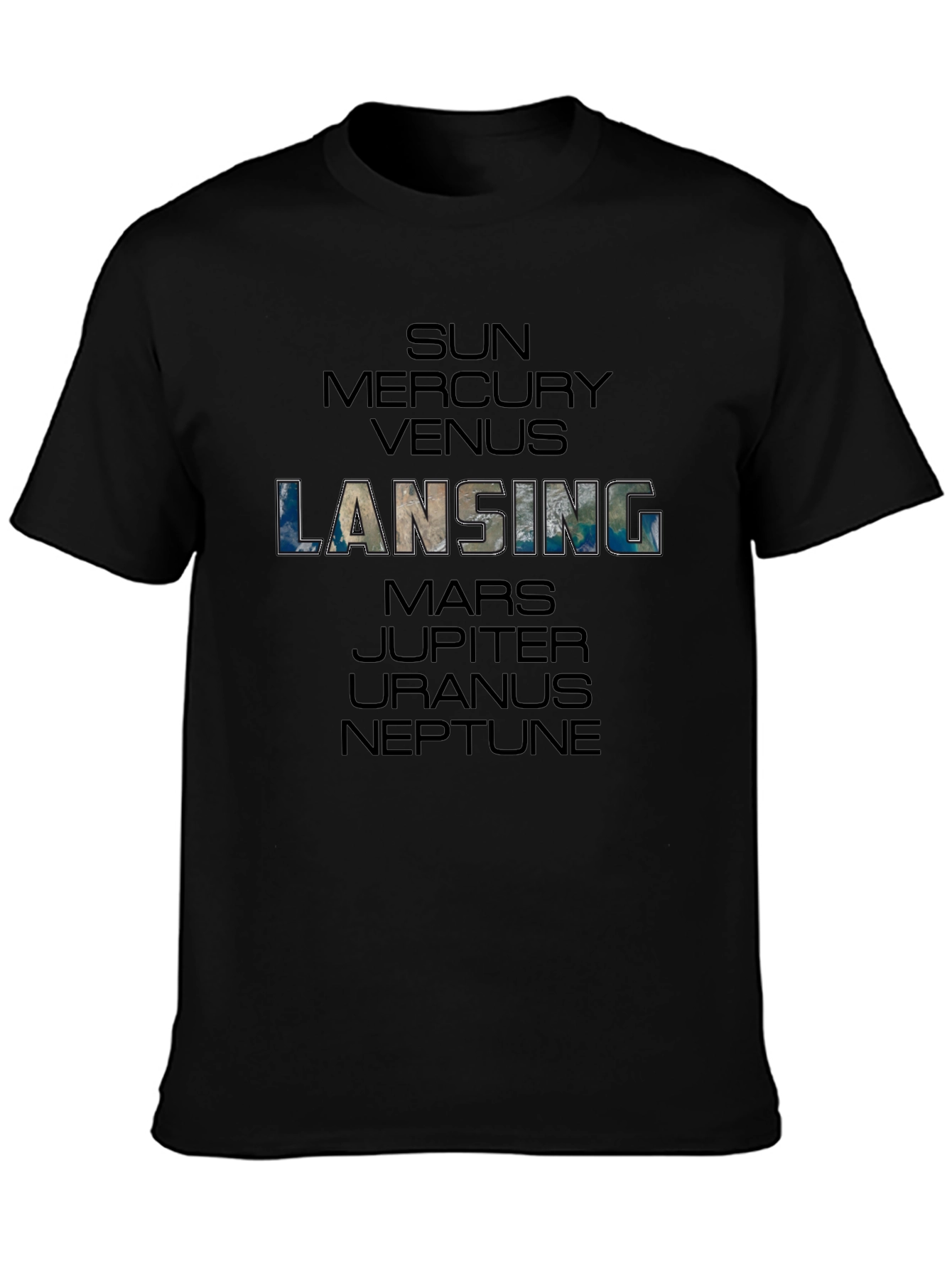 Lansing Planets Graphic Black T-Shirt