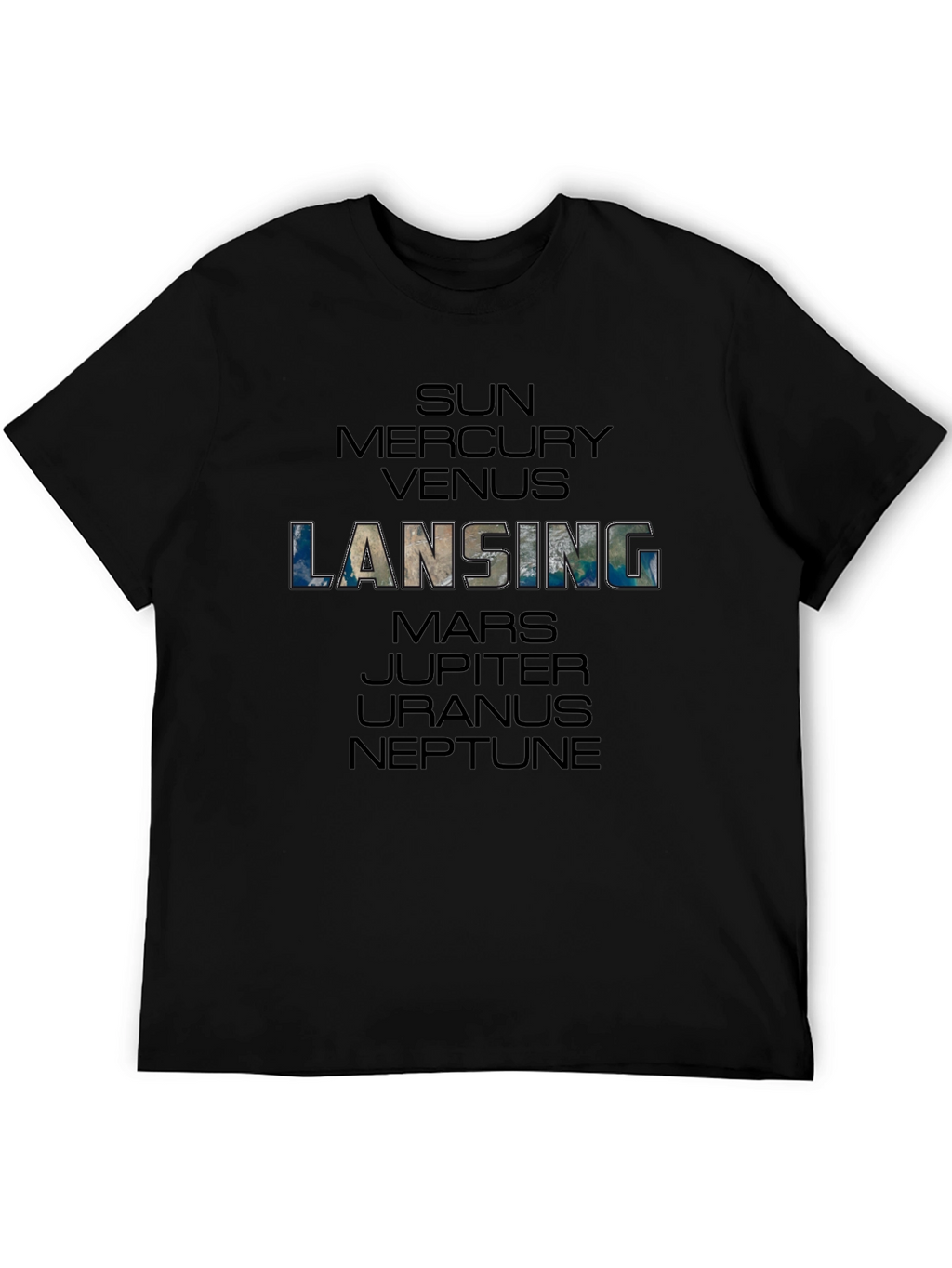 Lansing Planets Graphic Black T-Shirt