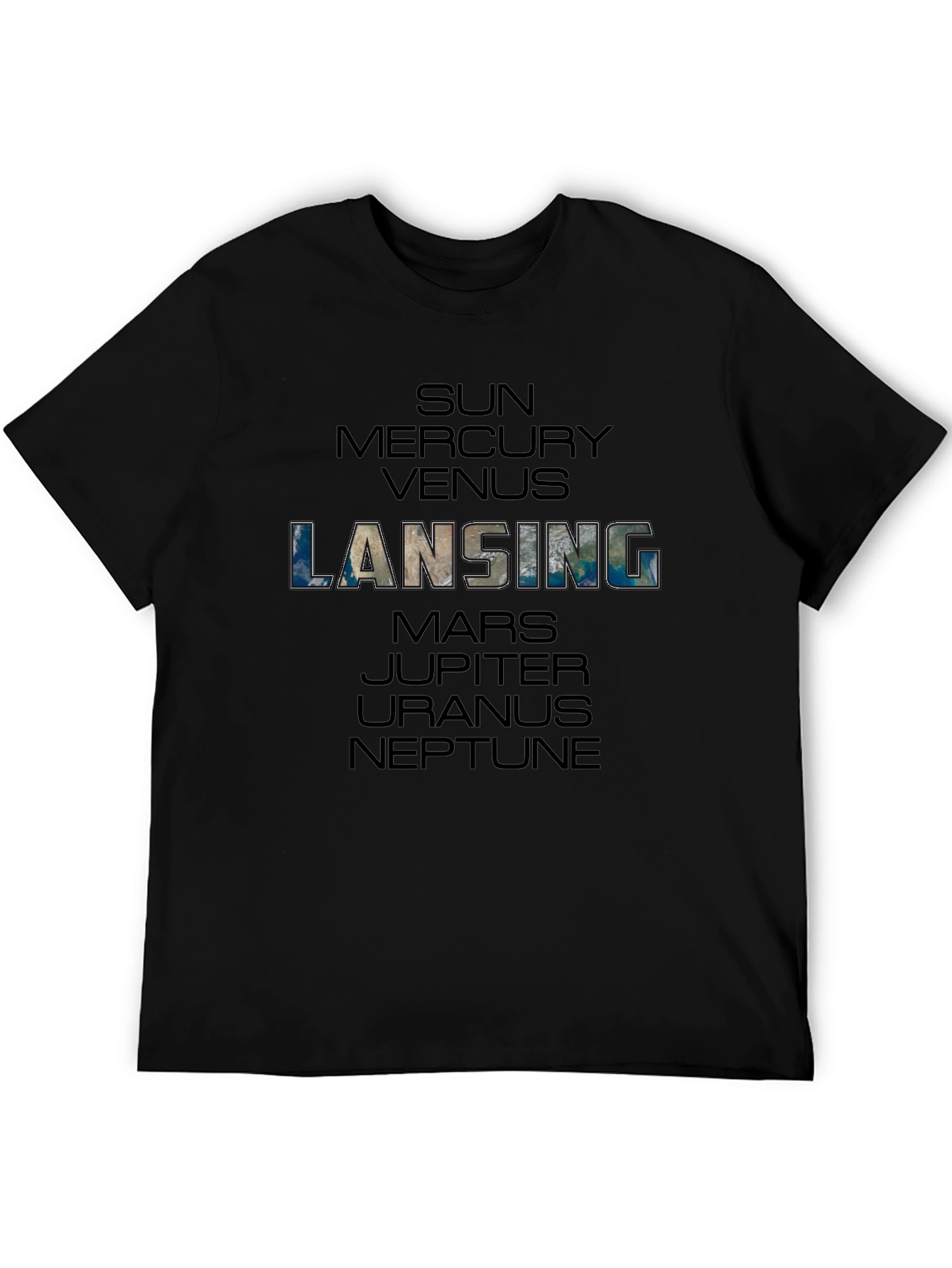 Lansing Planets Graphic Black T-Shirt