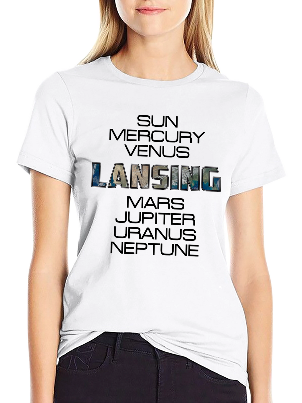 Lansing Planets Graphic Black T-Shirt