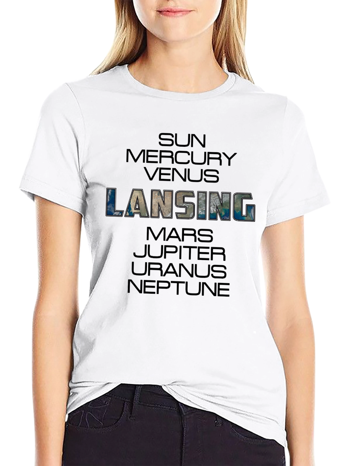 Lansing Planets Graphic Black T-Shirt