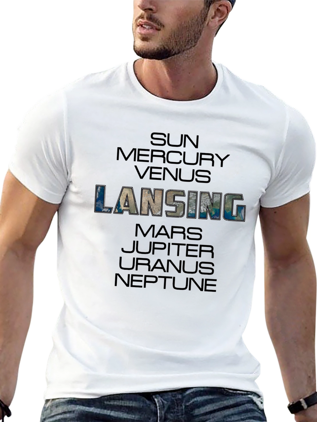 Lansing Planets Graphic Black T-Shirt
