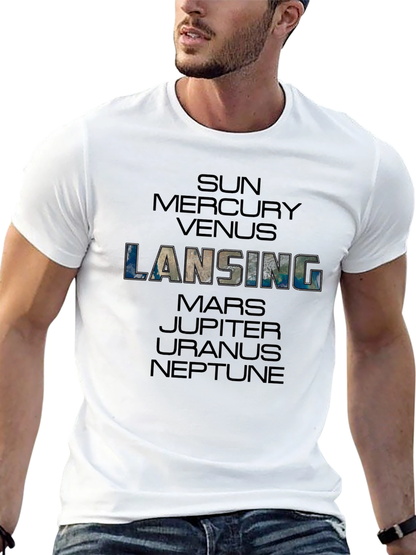 Lansing Planets Graphic Black T-Shirt
