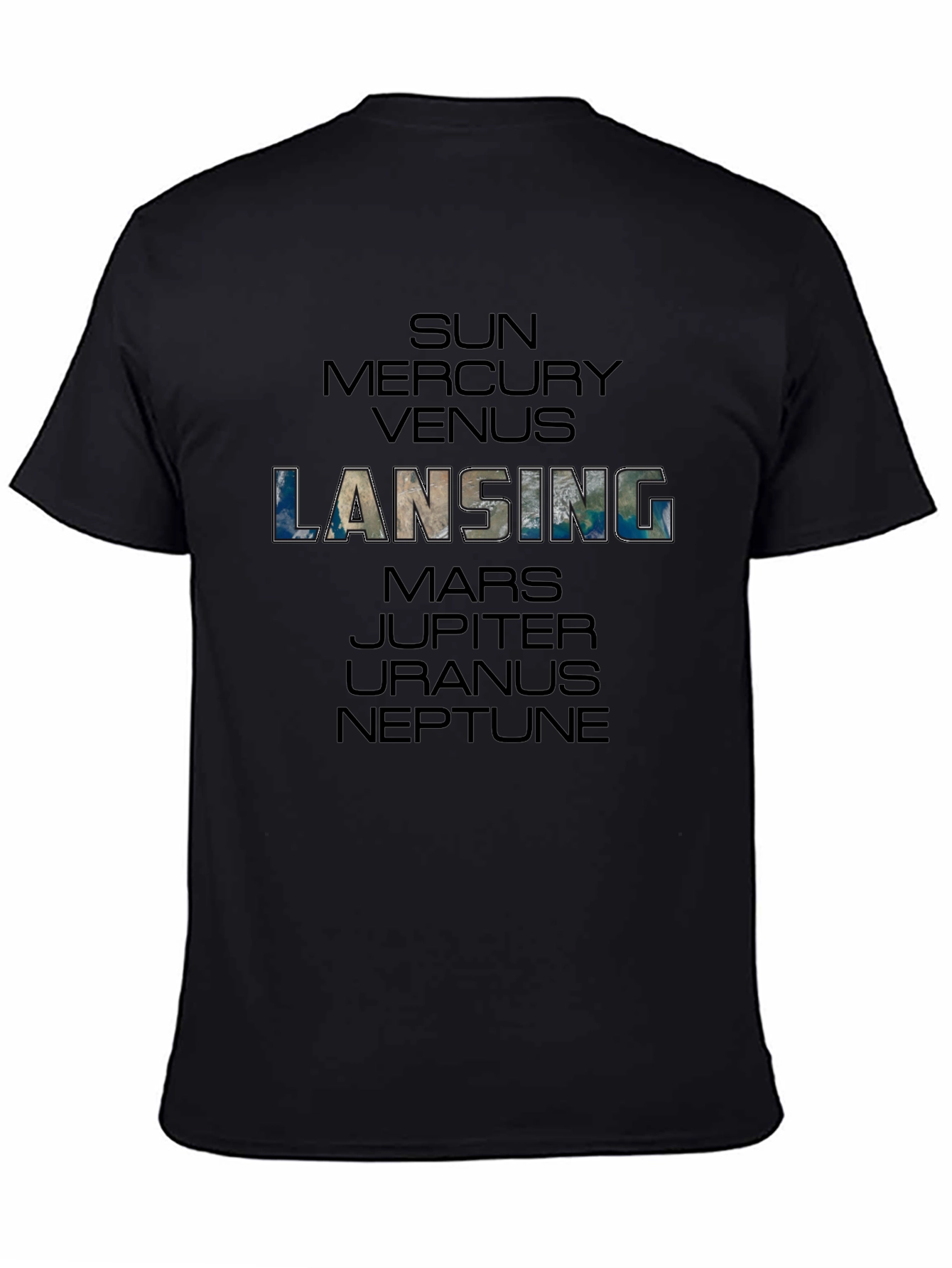 Lansing Planets Graphic Black T-Shirt