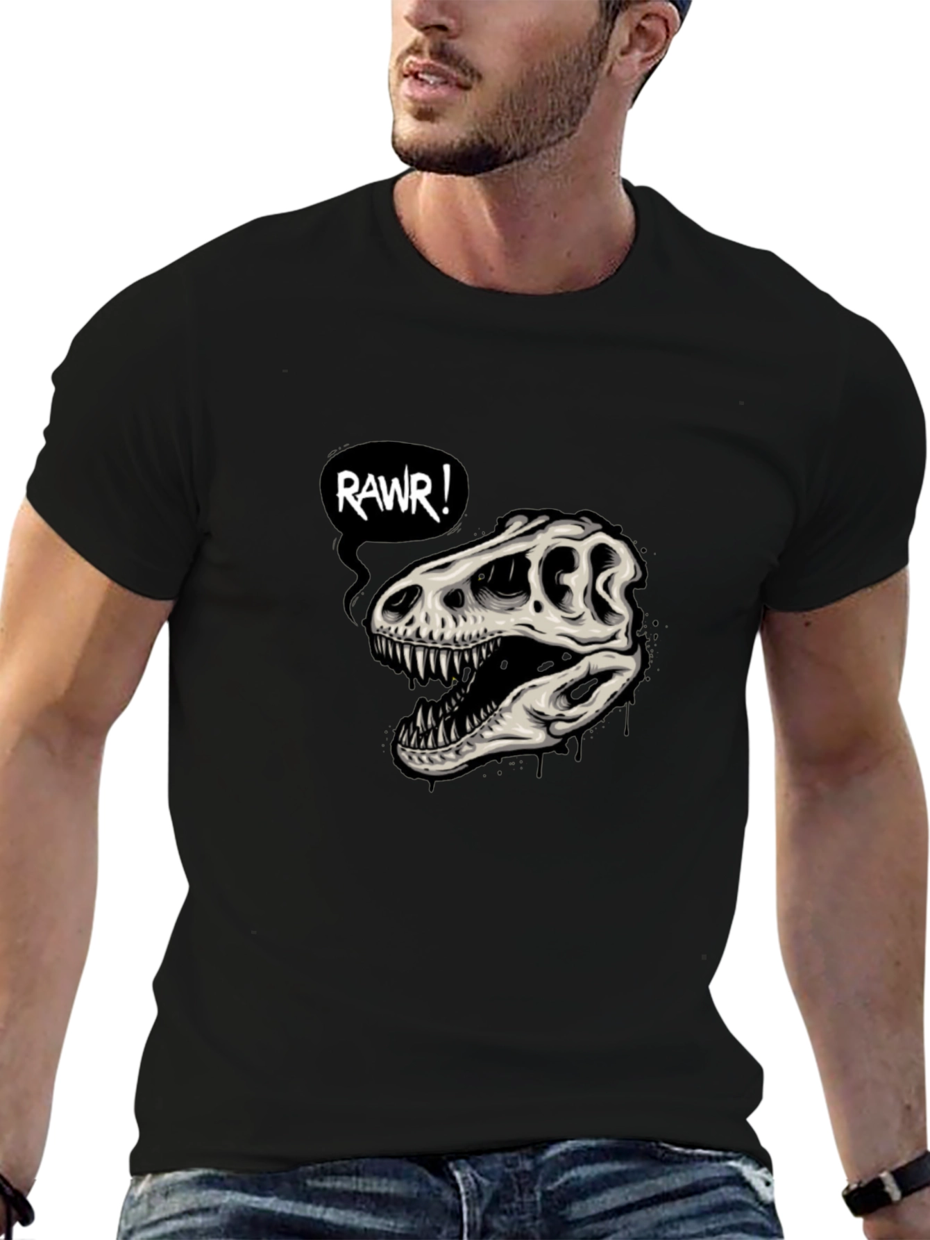 Rawr Dinosaur Skull Graphic T-Shirt