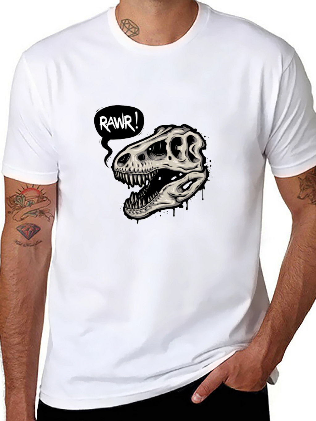 Rawr Dinosaur Skull Graphic T-Shirt