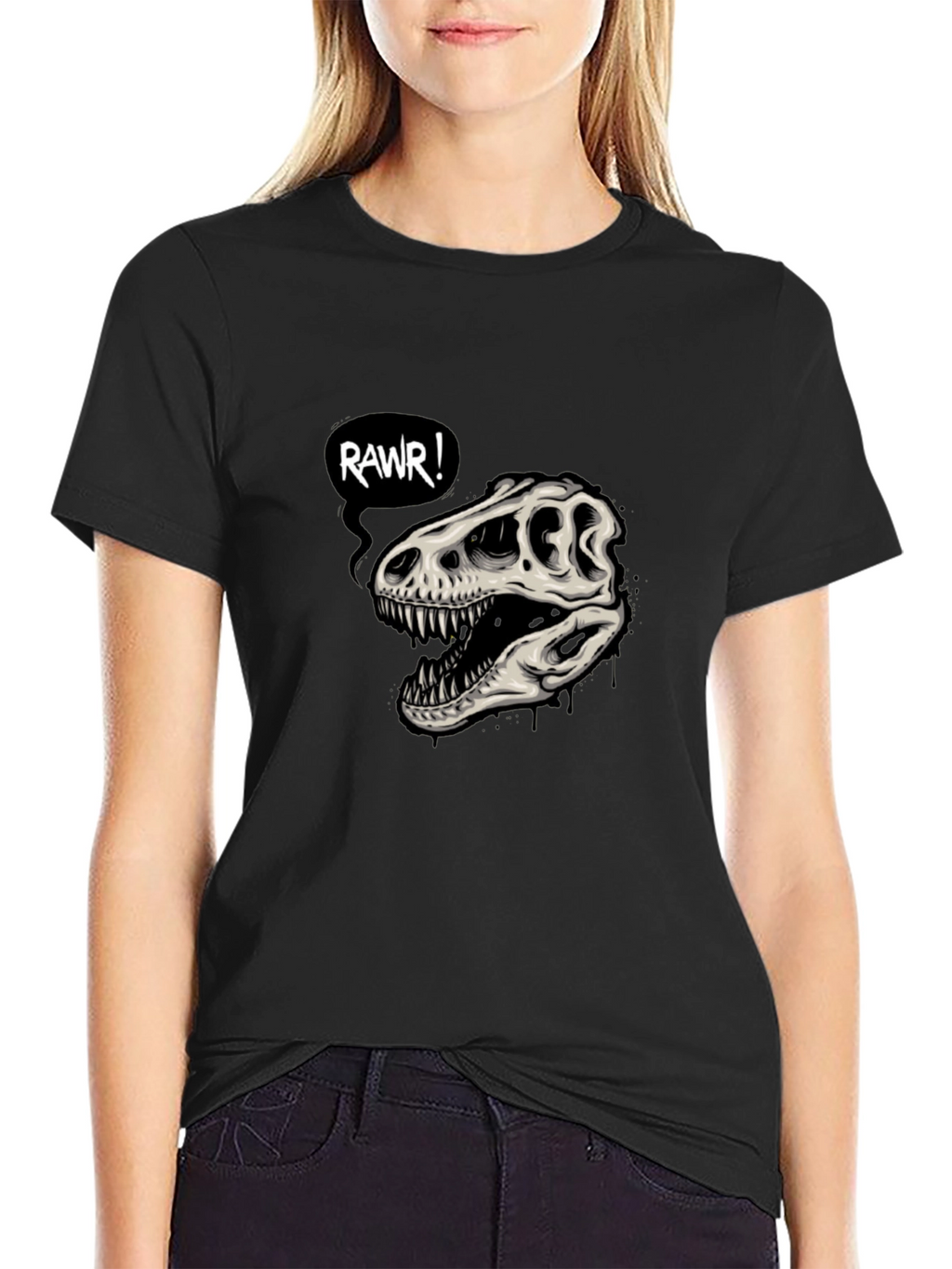 Rawr Dinosaur Skull Graphic T-Shirt
