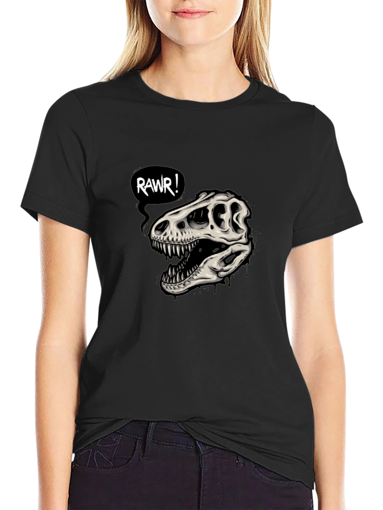 Rawr Dinosaur Skull Graphic T-Shirt