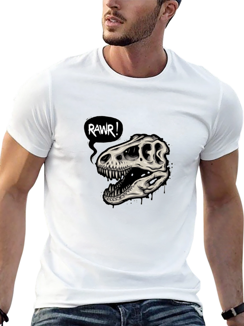 Rawr Dinosaur Skull Graphic T-Shirt
