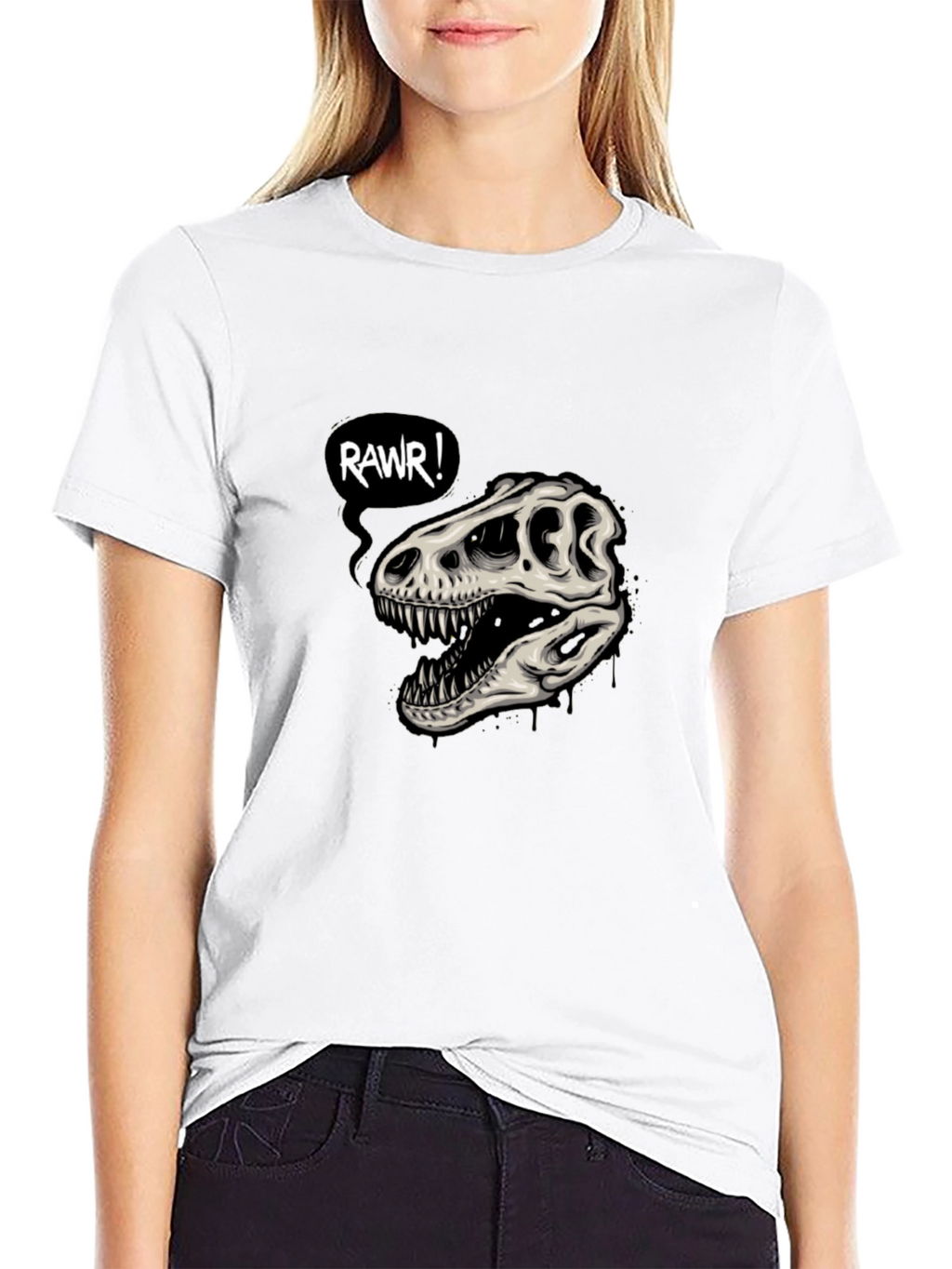 Rawr Dinosaur Skull Graphic T-Shirt