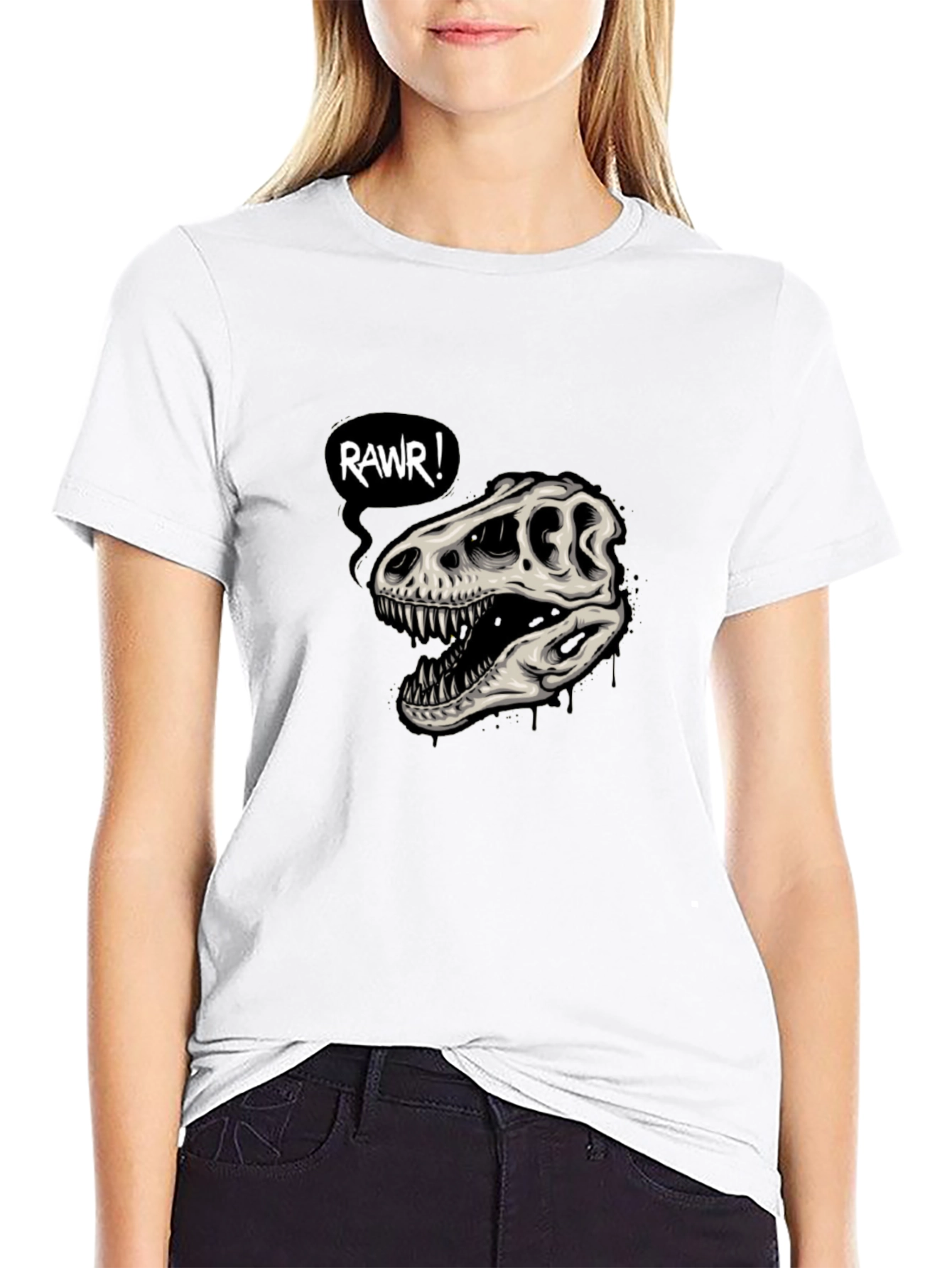 Rawr Dinosaur Skull Graphic T-Shirt
