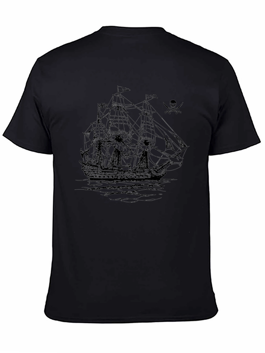 Pirate Ship Graphic Black T-Shirt