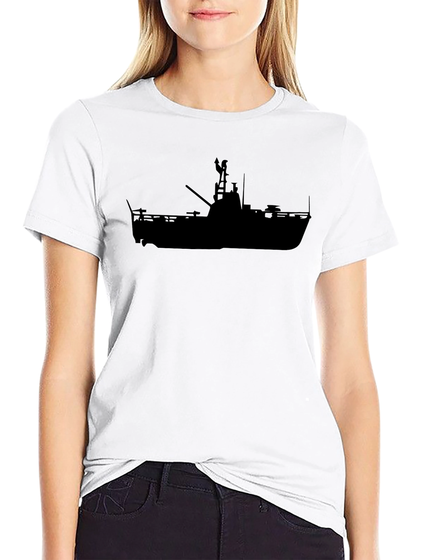 Silhouette Boat Graphic Tee - Black