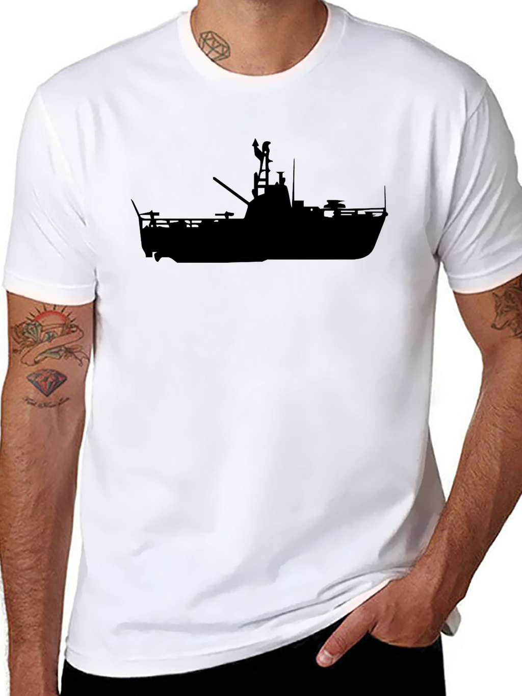 Silhouette Boat Graphic Tee - Black