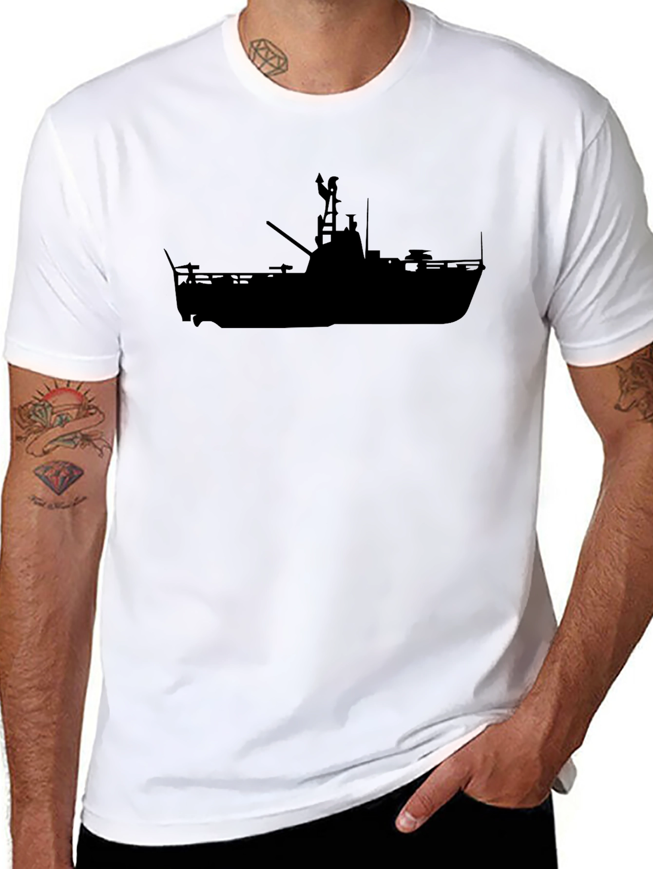 Silhouette Boat Graphic Tee - Black