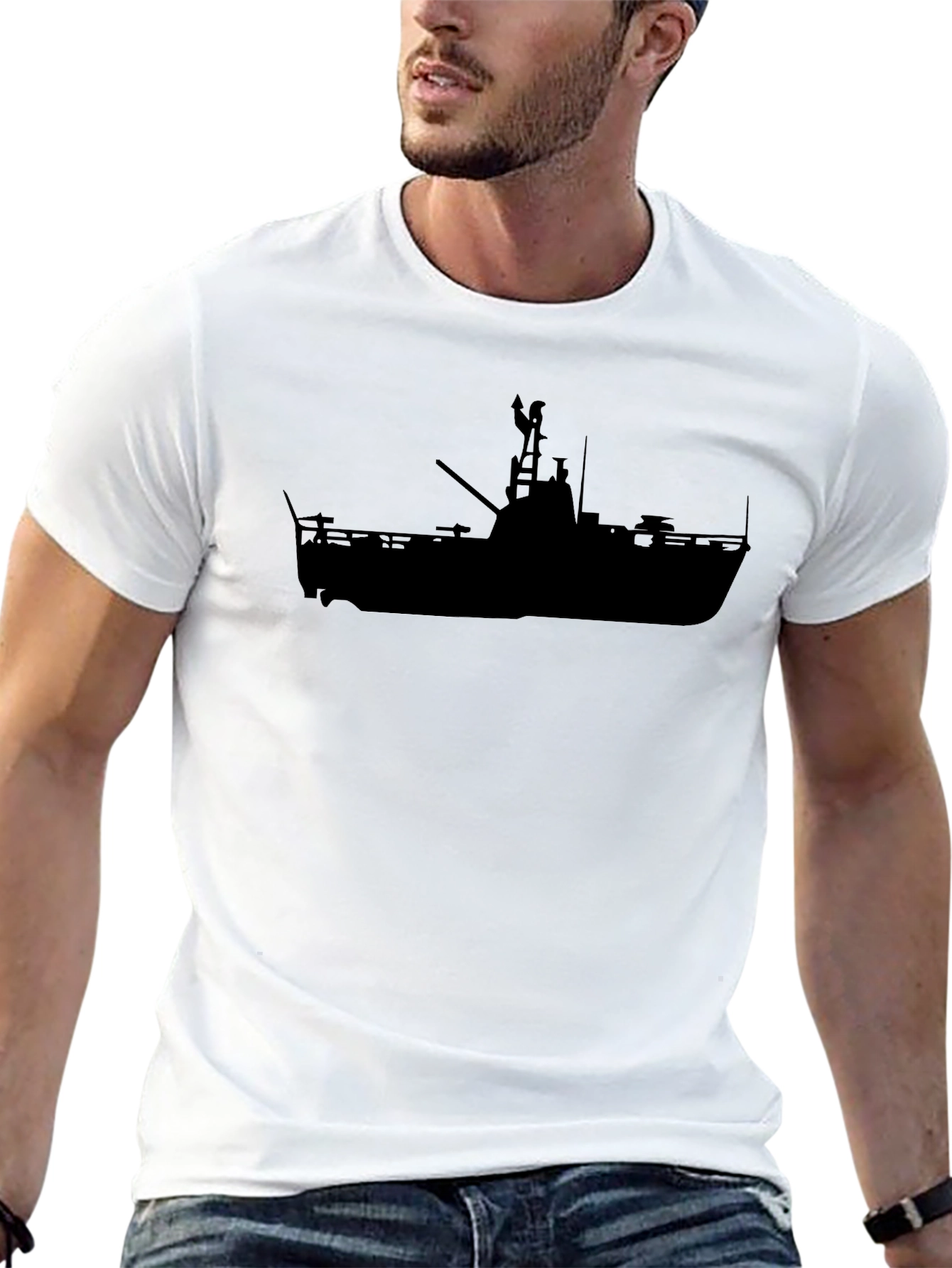 Silhouette Boat Graphic Tee - Black