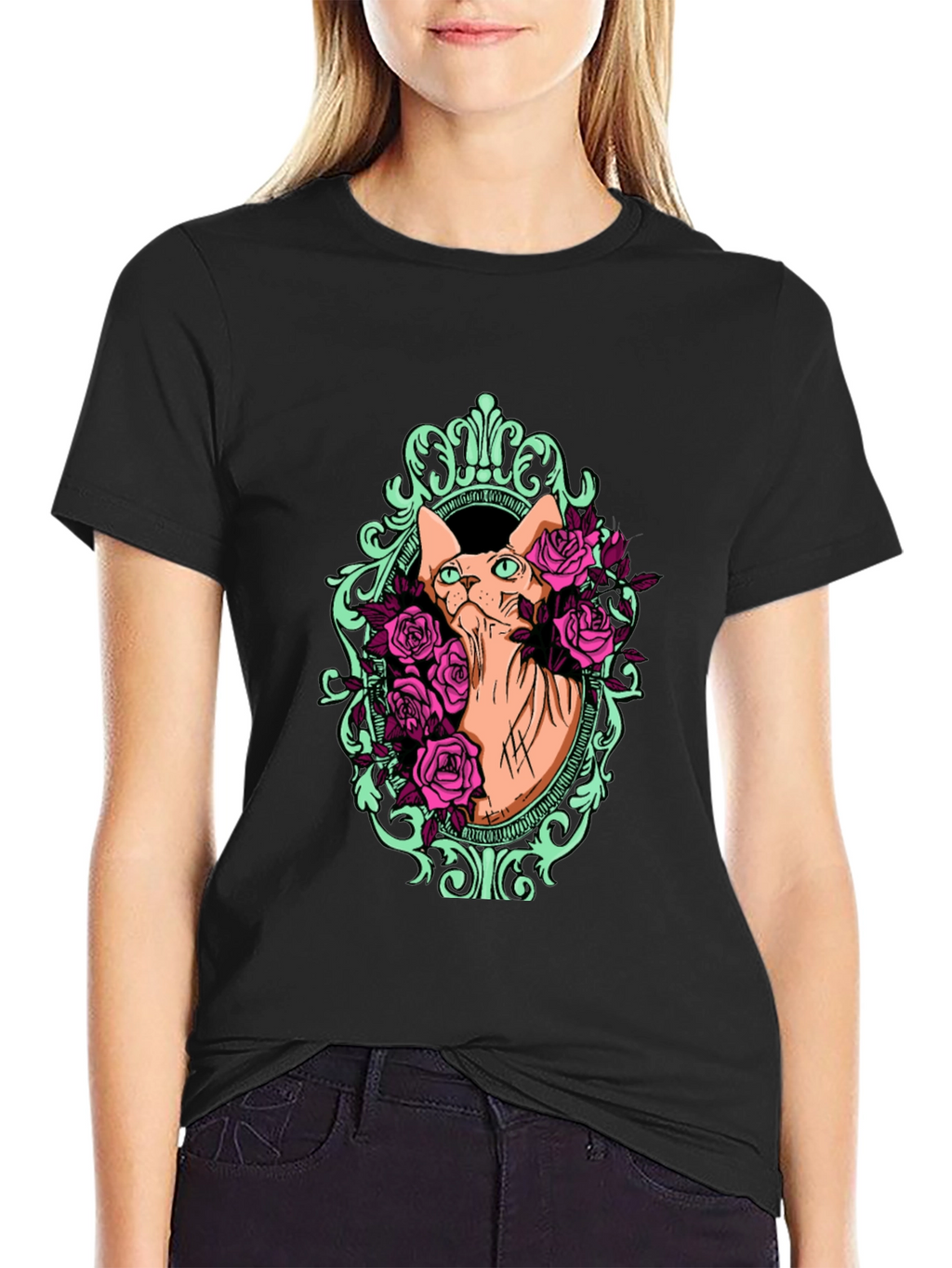 Sphynx Cat & Rose T-Shirt