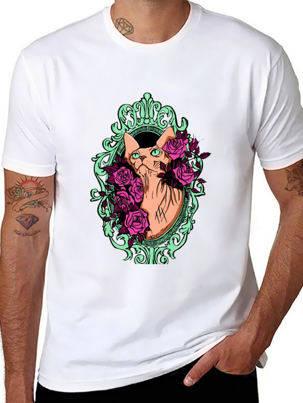 Sphynx Cat & Rose T-Shirt