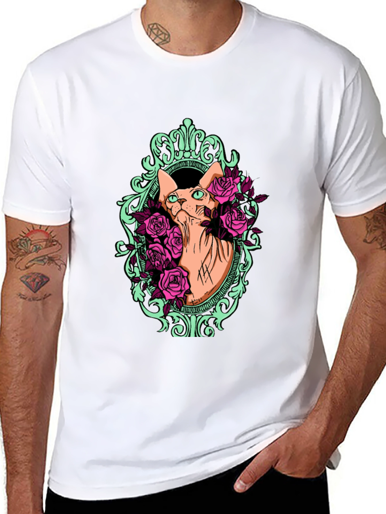 Sphynx Cat & Rose T-Shirt