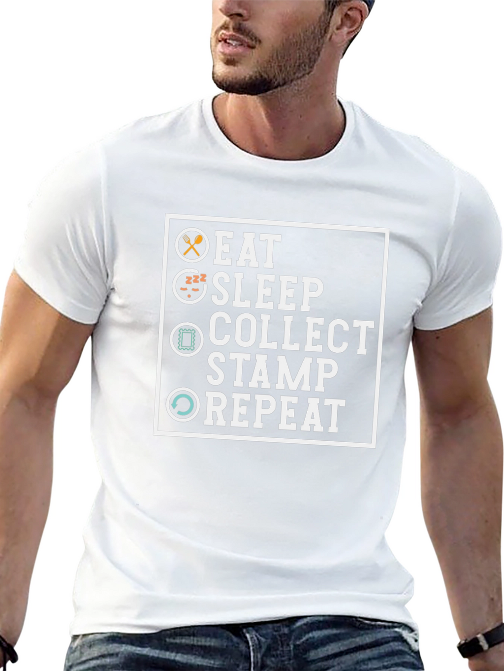 Eat Sleep Collect Stamp Repeat T-Shirt