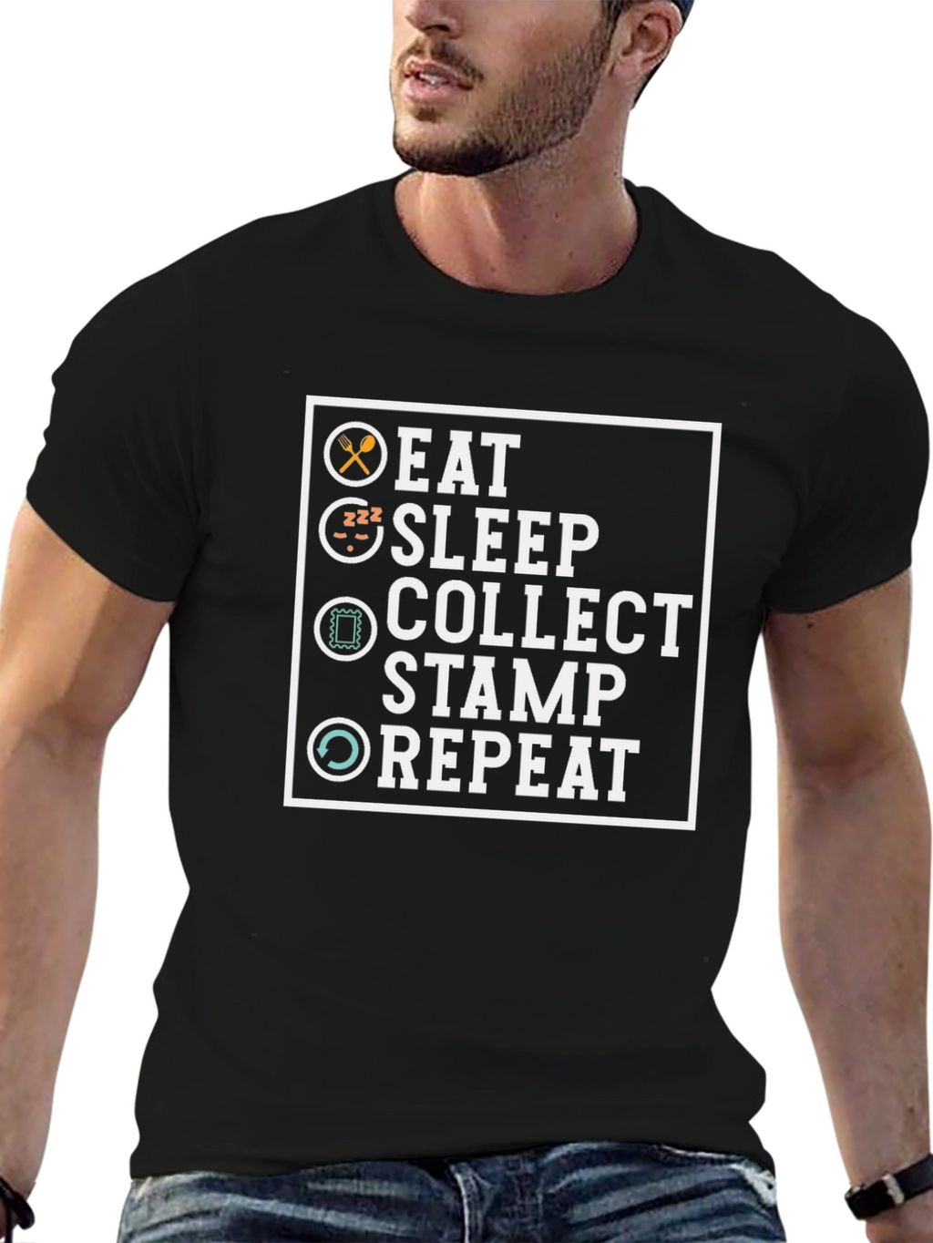 Eat Sleep Collect Stamp Repeat T-Shirt
