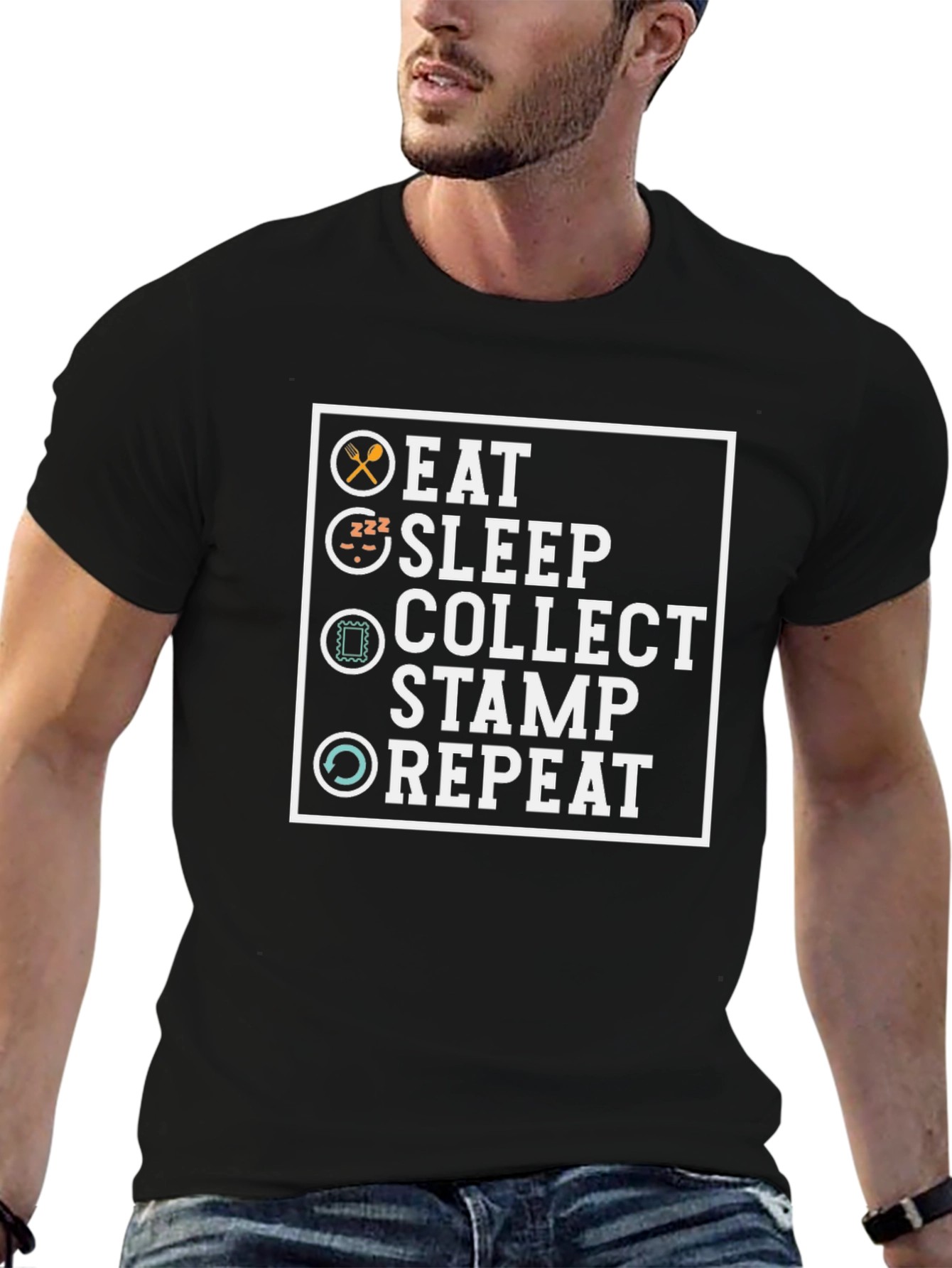 Eat Sleep Collect Stamp Repeat T-Shirt