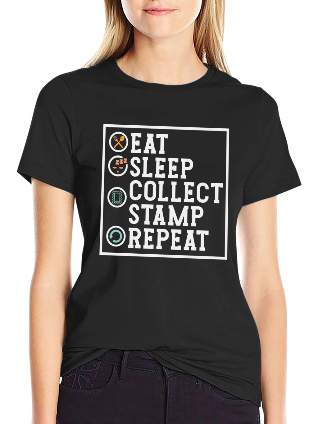 Eat Sleep Collect Stamp Repeat T-Shirt