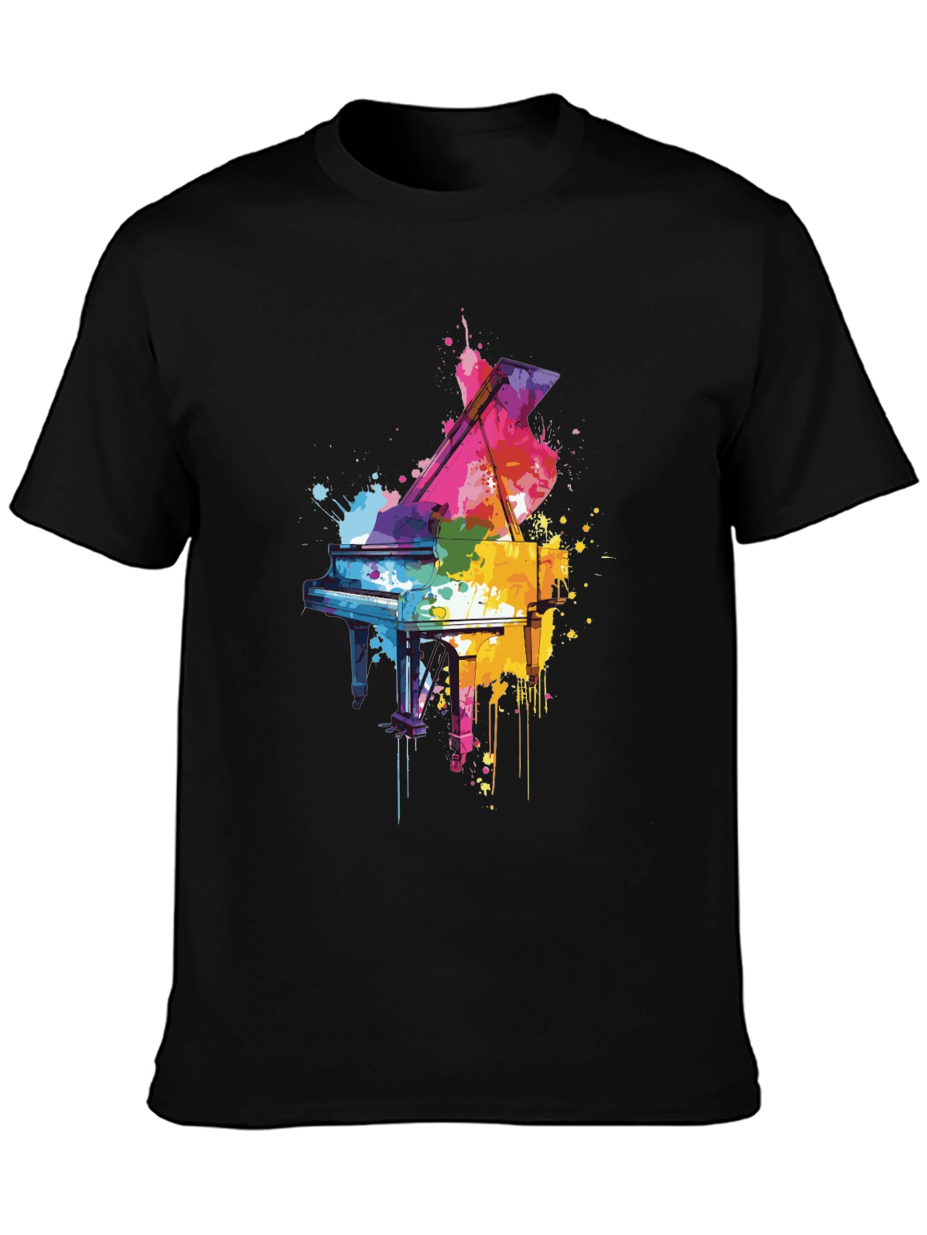 Colorful Piano Splash Graphic T-Shirt