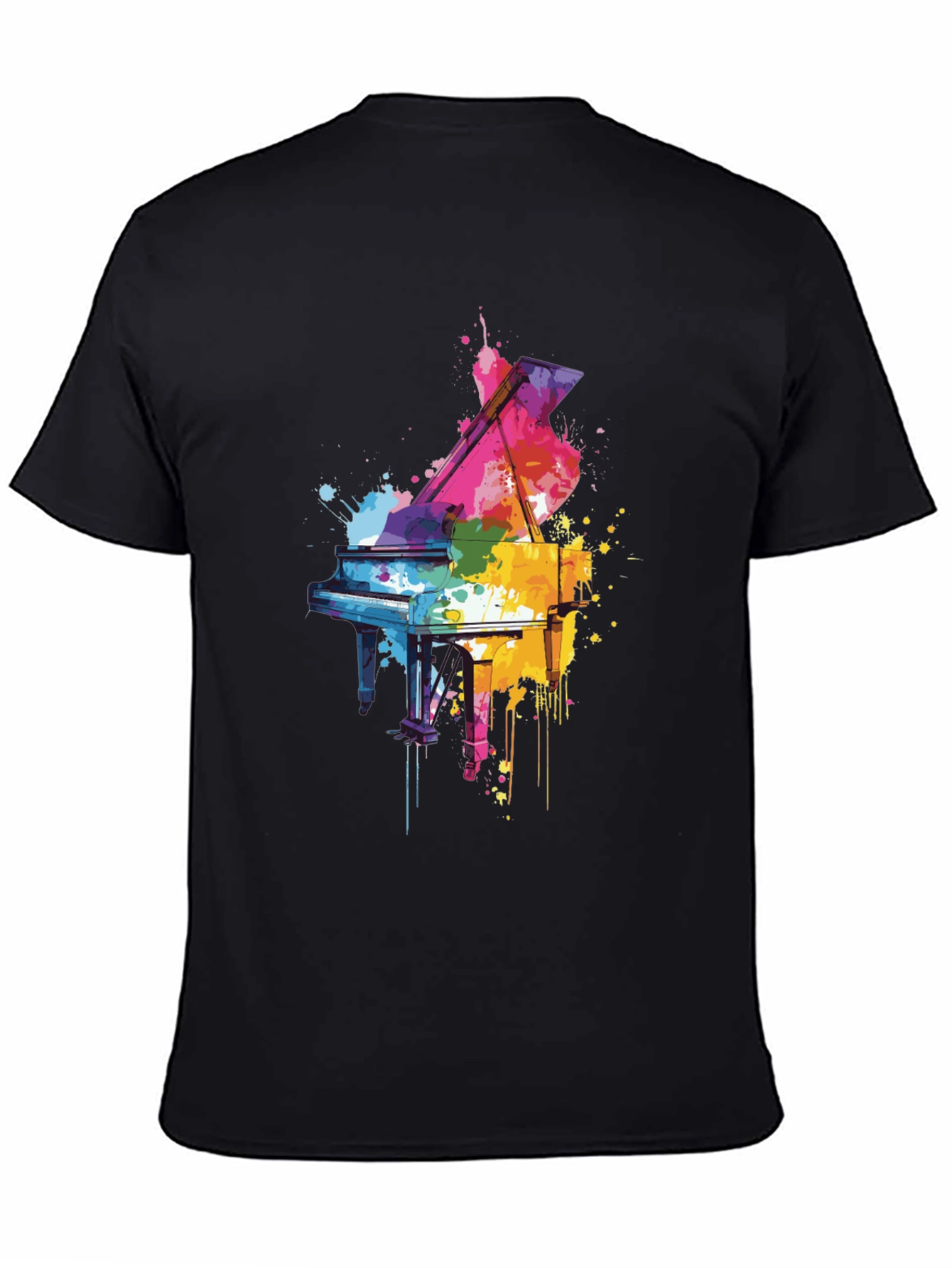 Colorful Piano Splash Graphic T-Shirt