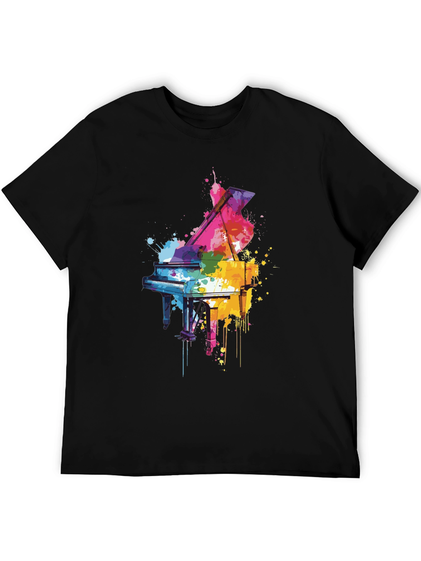Colorful Piano Splash Graphic T-Shirt