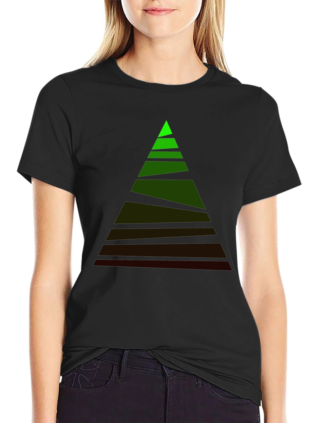 Mens Black Tee with Geometric Triangle Design