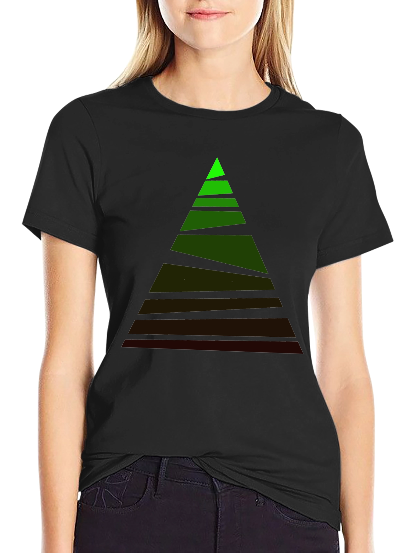 Mens Black Tee with Geometric Triangle Design