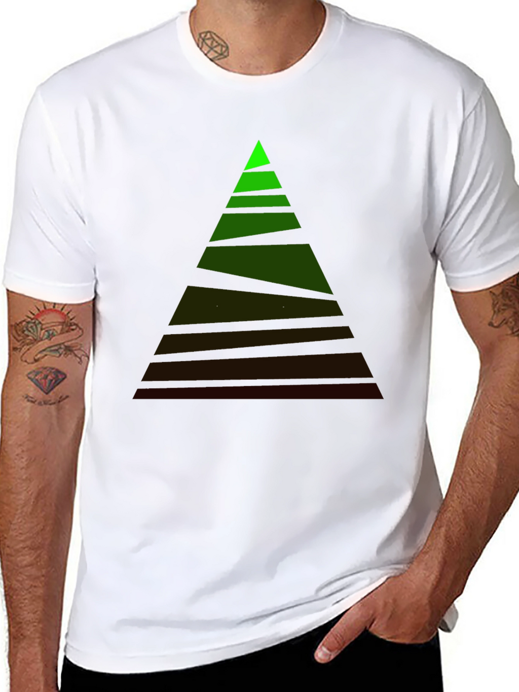 Mens Black Tee with Geometric Triangle Design