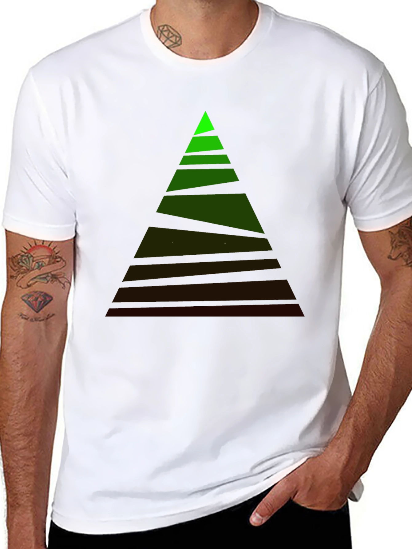 Mens Black Tee with Geometric Triangle Design