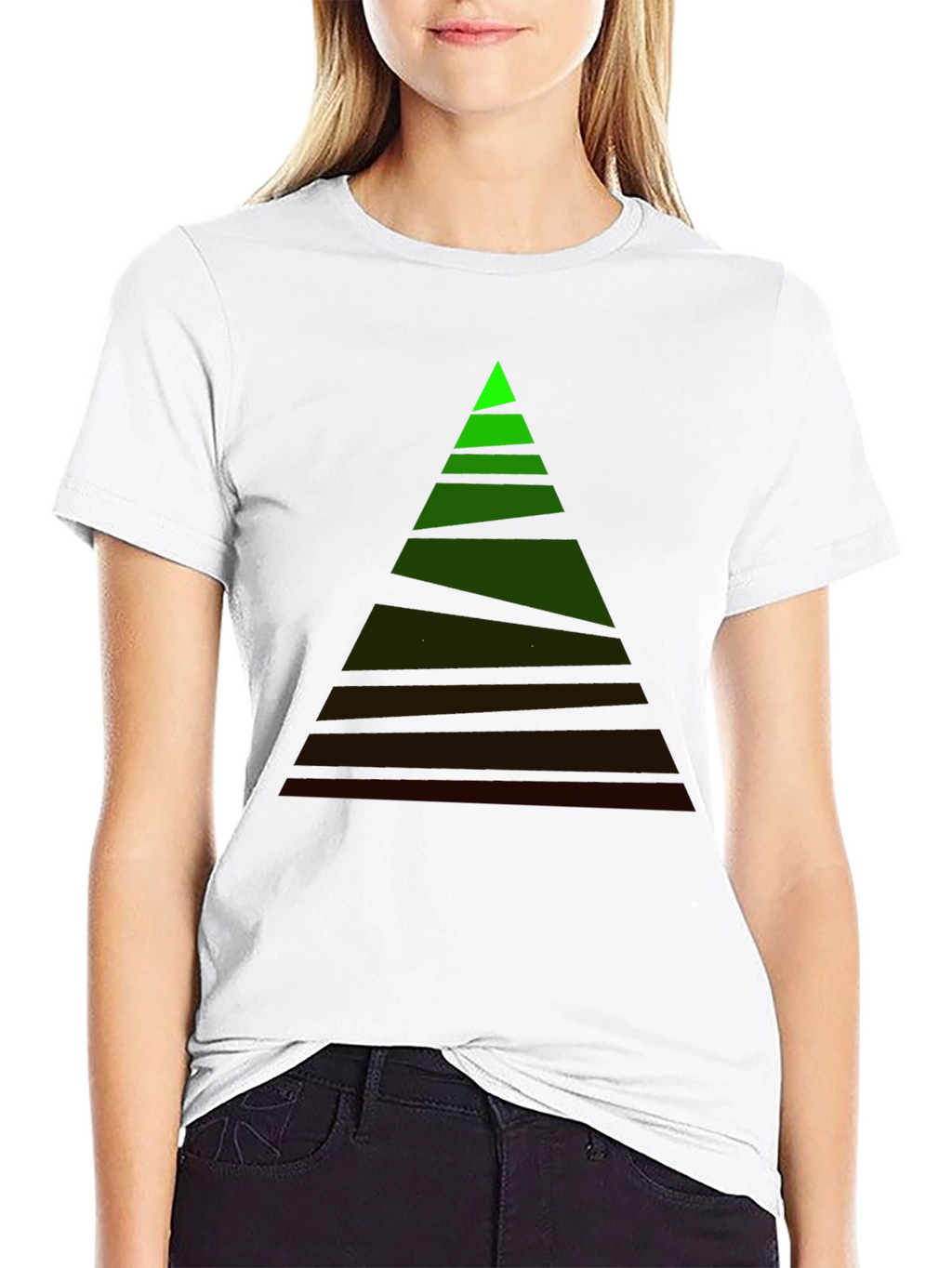 Mens Black Tee with Geometric Triangle Design