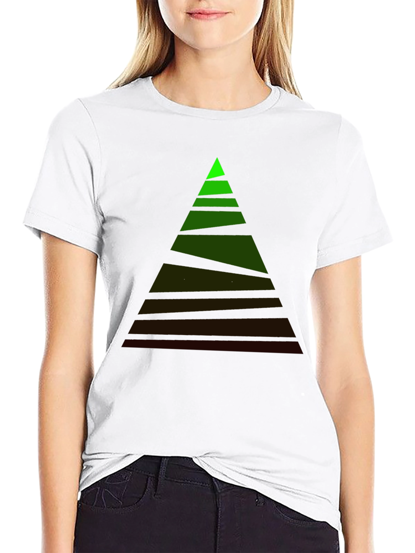 Mens Black Tee with Geometric Triangle Design